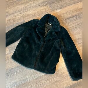 Joujou Dark Green Faux Fur Coat Large